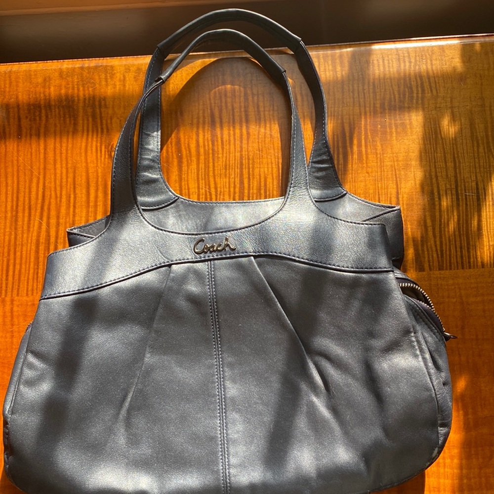 Coach shoulder bag - shimmery blue - no longer offered color!
